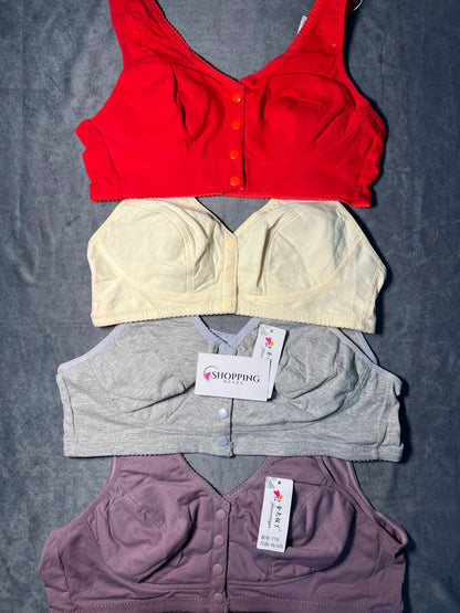 Multi-Colors Winter Button Bra for Women – Non-Wired Front Button Design